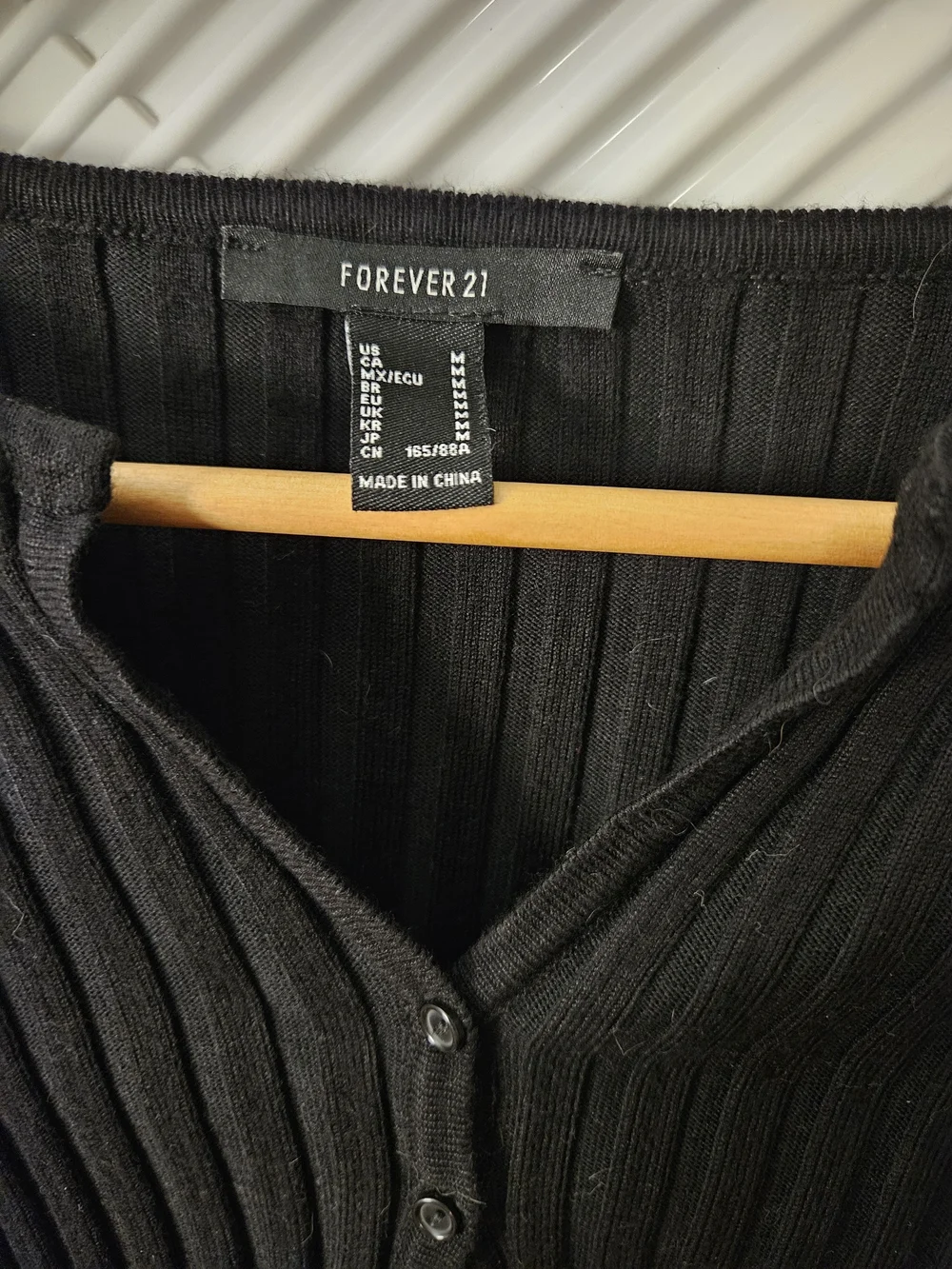 Forever 21 Black Ribbed Button-Front Sweater